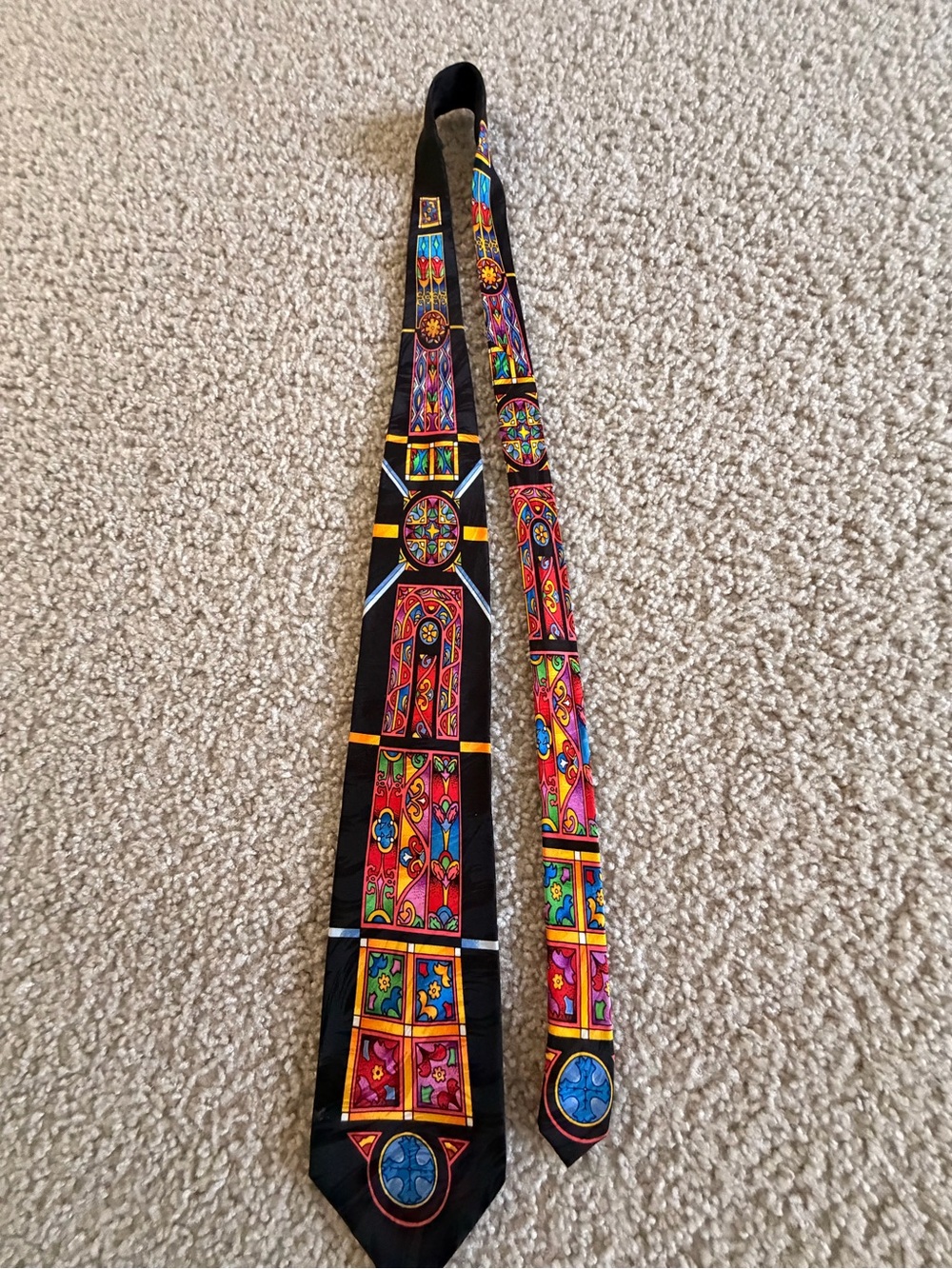Black Multicolor Stained-Glass Pattern Wall Hanging - Unbranded